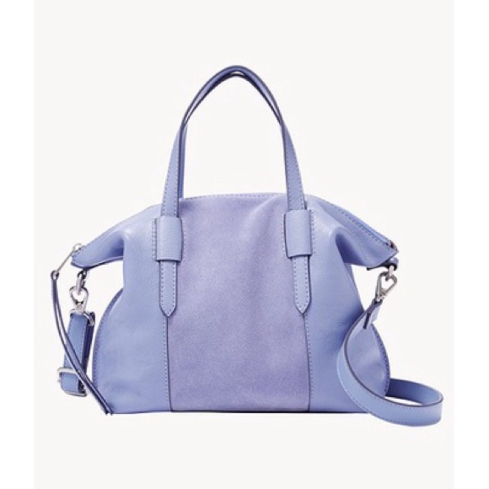 Fossil Skylar Satchel Two-Tone Lavender Leather Bag with Crossbody Strap